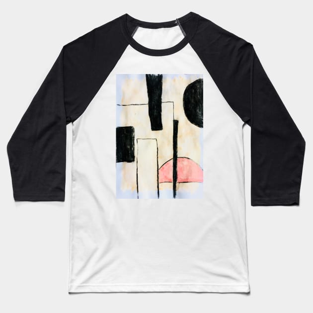 Geometric abstract art pastel neutral colours Baseball T-Shirt by BlackWhiteBeige